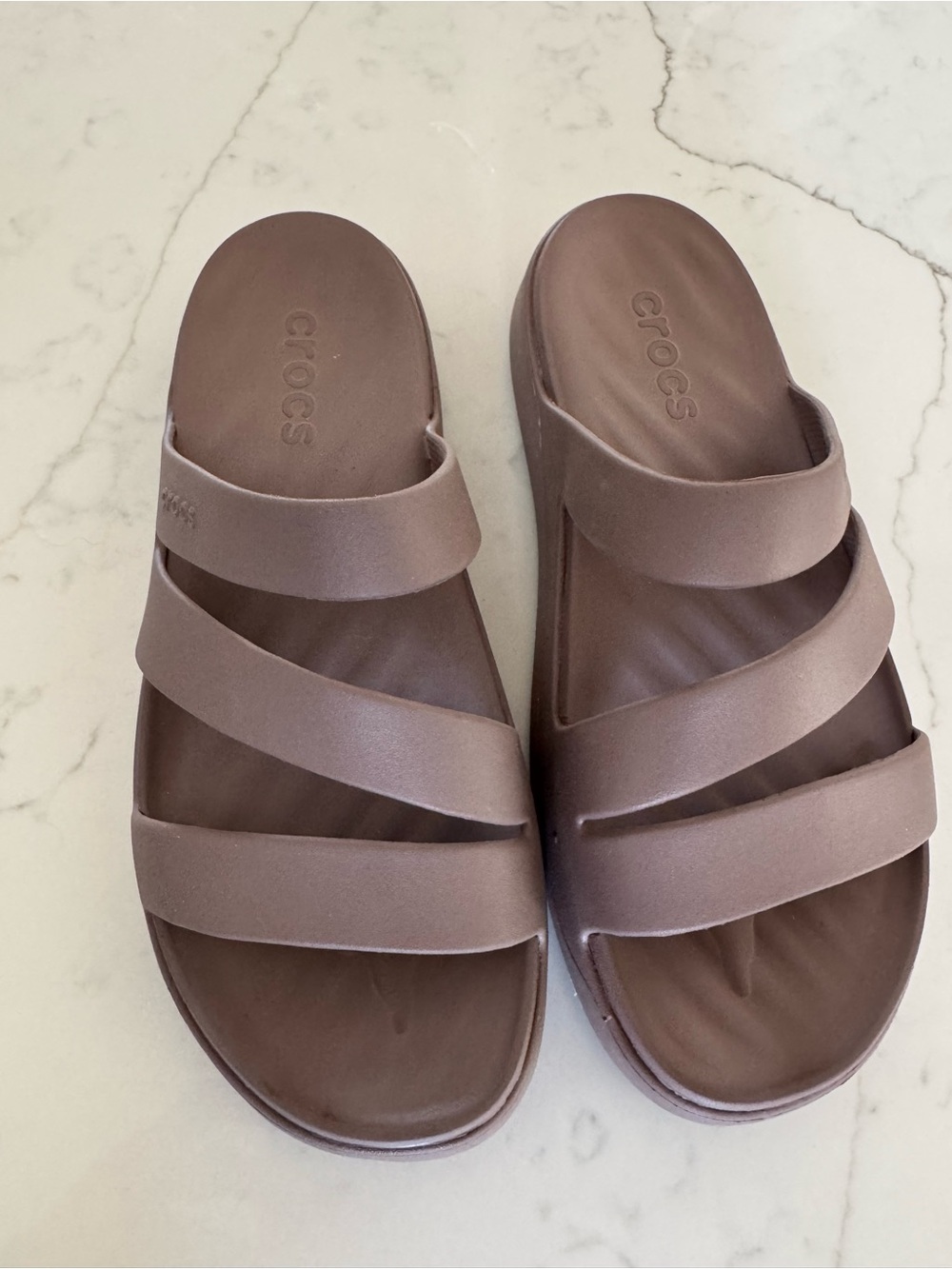 CROCS Women's Triple-Strap Slide Sandal - Mauve - Picture 2 of 3